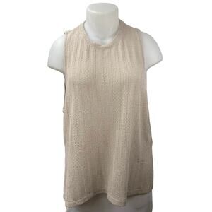H&M Women's Cream Tan Crewneck Sleeveless Knit Sweater Coverup Tank Top Size XXL